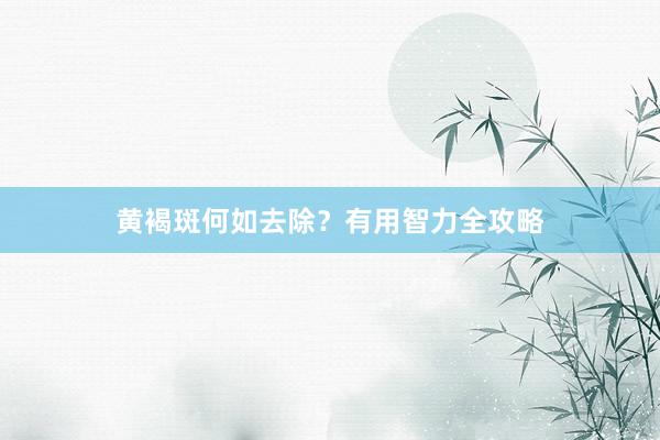 黄褐斑何如去除？有用智力全攻略